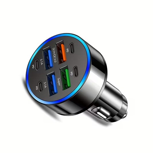 8-in-1 USB Charging Station | QC3.0 Fast Charge + PD | LED Indicator | Home & Car